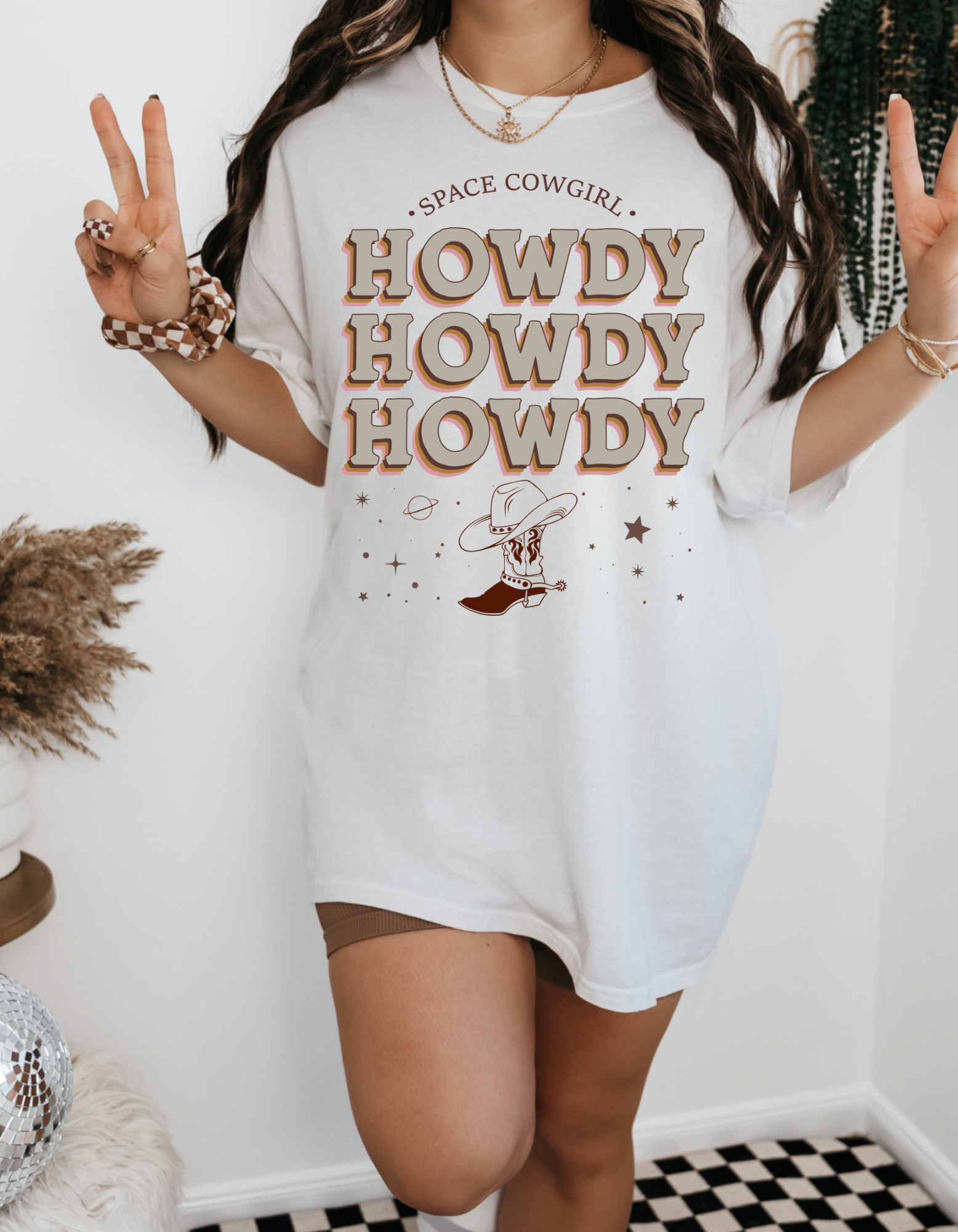 Space Cowgirl Howdy Graphic T-Shirt