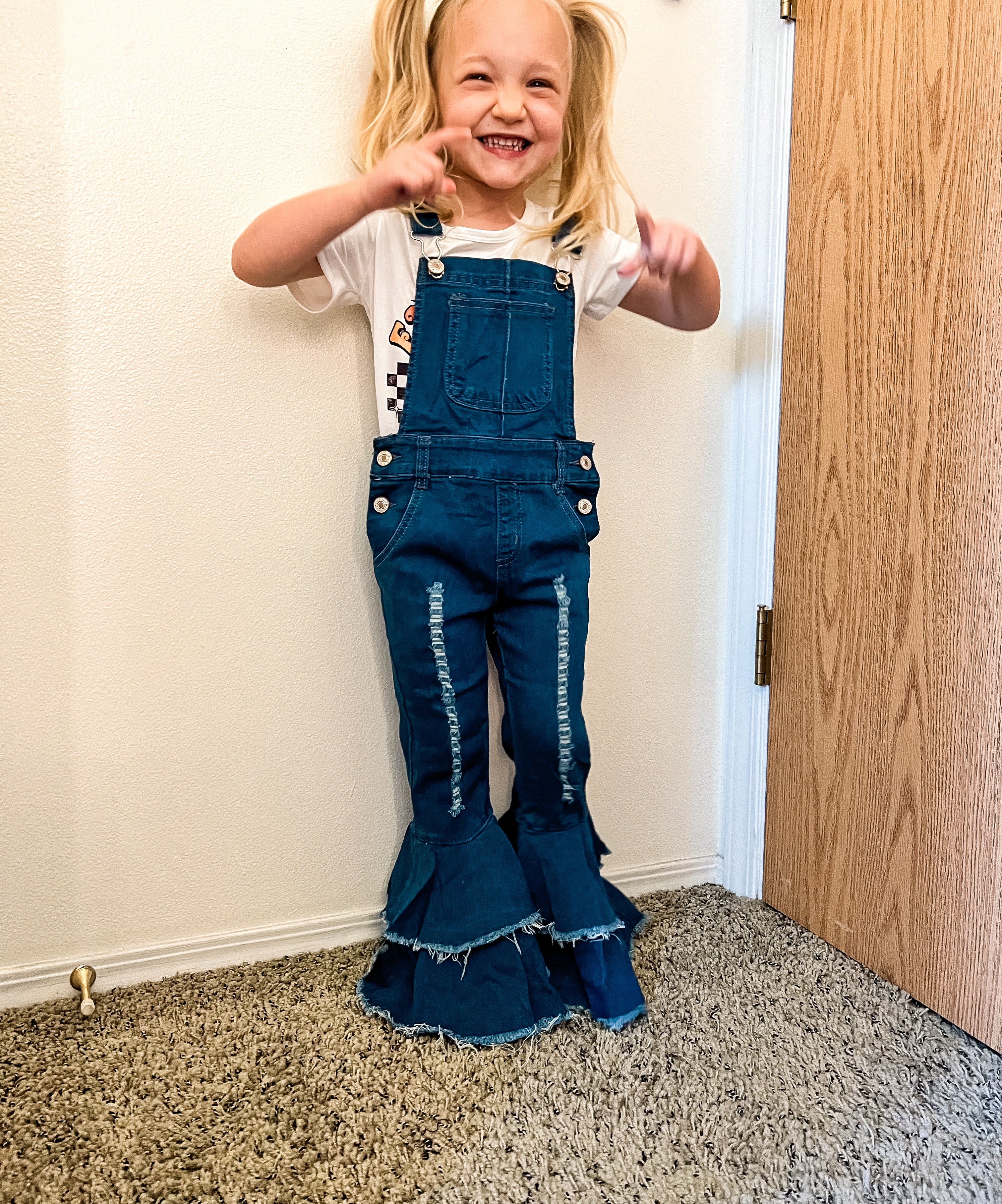 Kids Denim Double Flare Overall