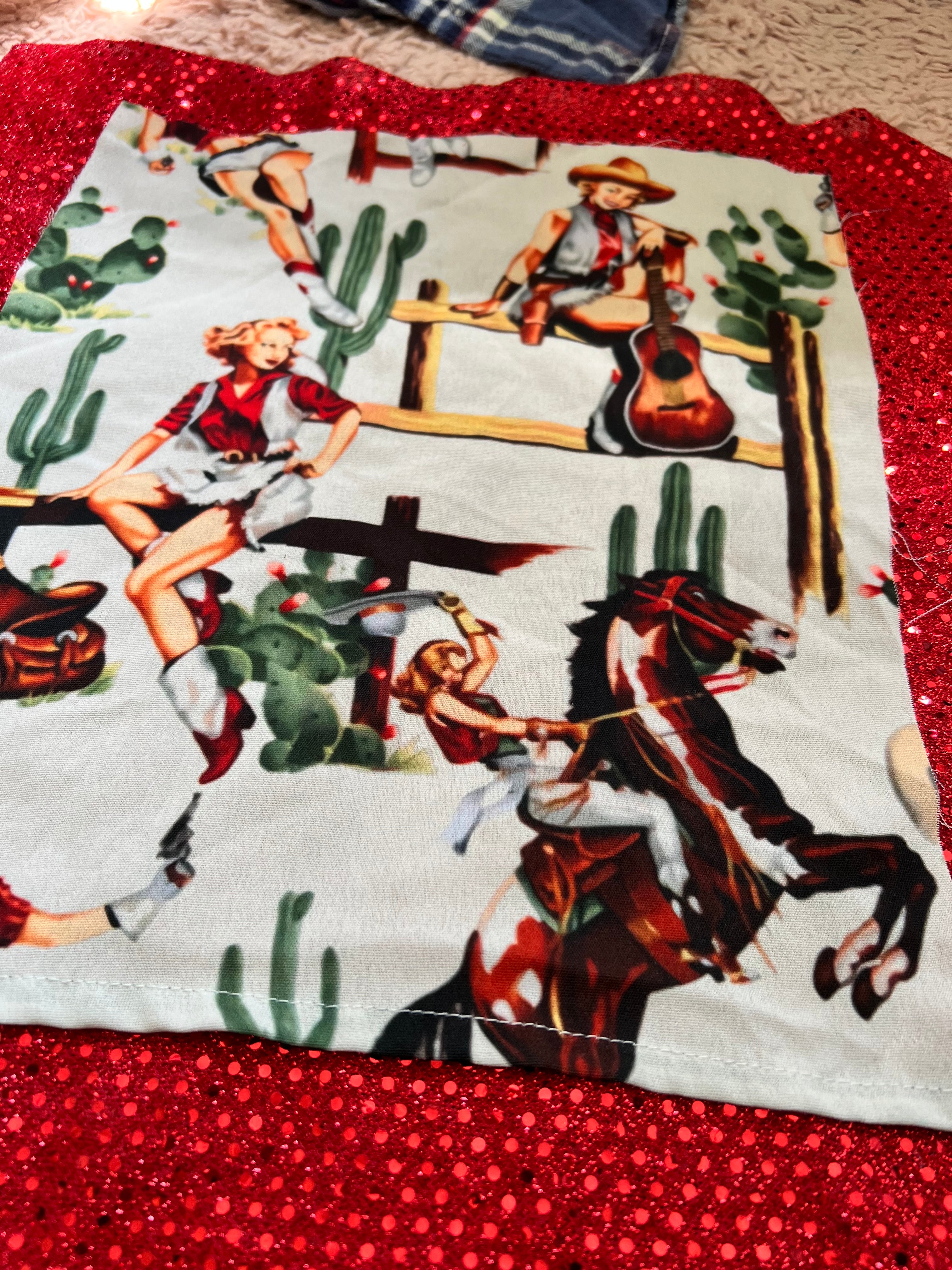 Custom Cowgirl Pin-Up Girl Sequins Flannel