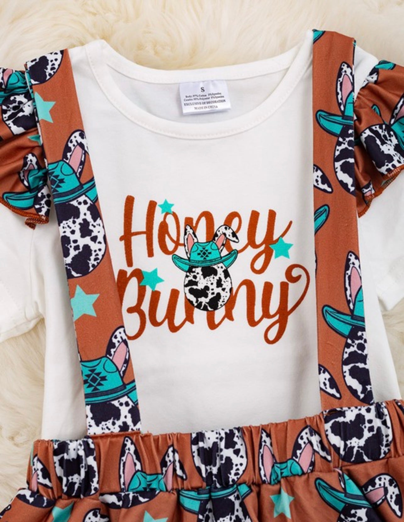 Kids Honey Bunny T-shirt & Suspender Skirt Set