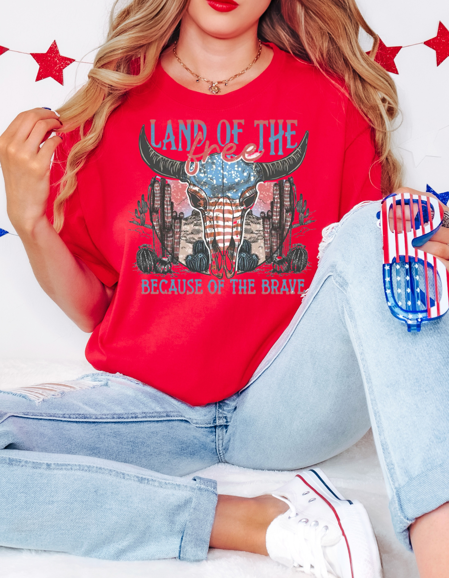 Land Of The Free. Because of The Brave Graphic Tee