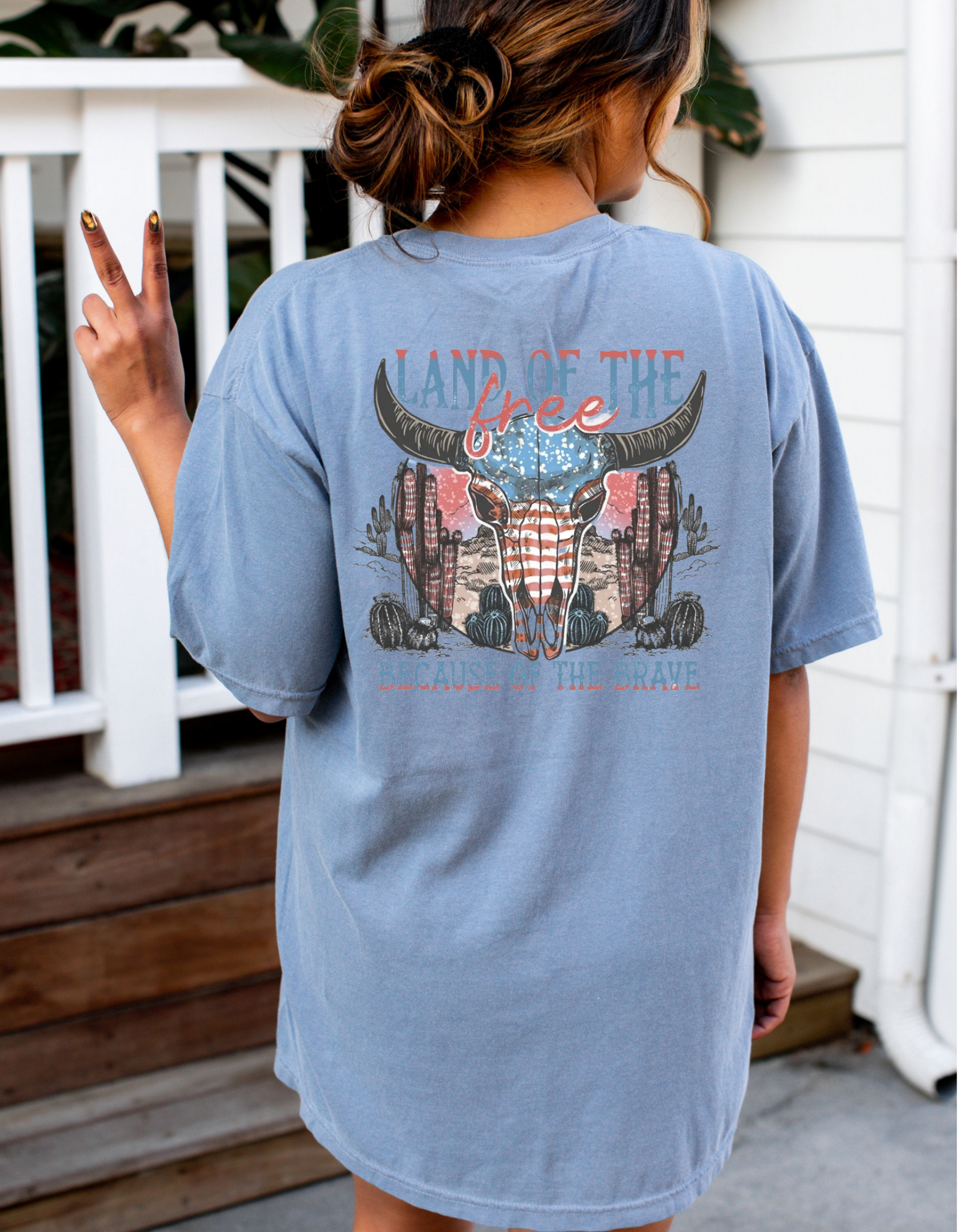 Land Of The Free. Because of The Brave Graphic Tee