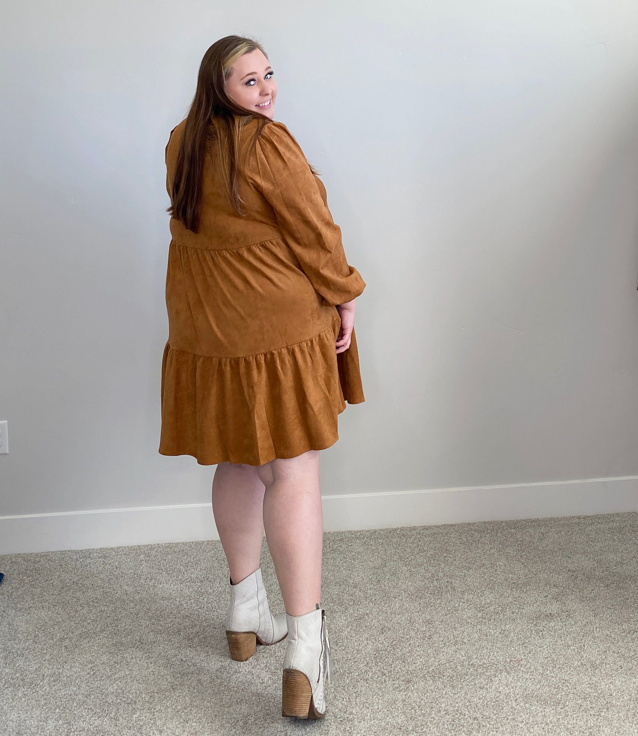 The Kelly Suede Long Sleeve Dress
