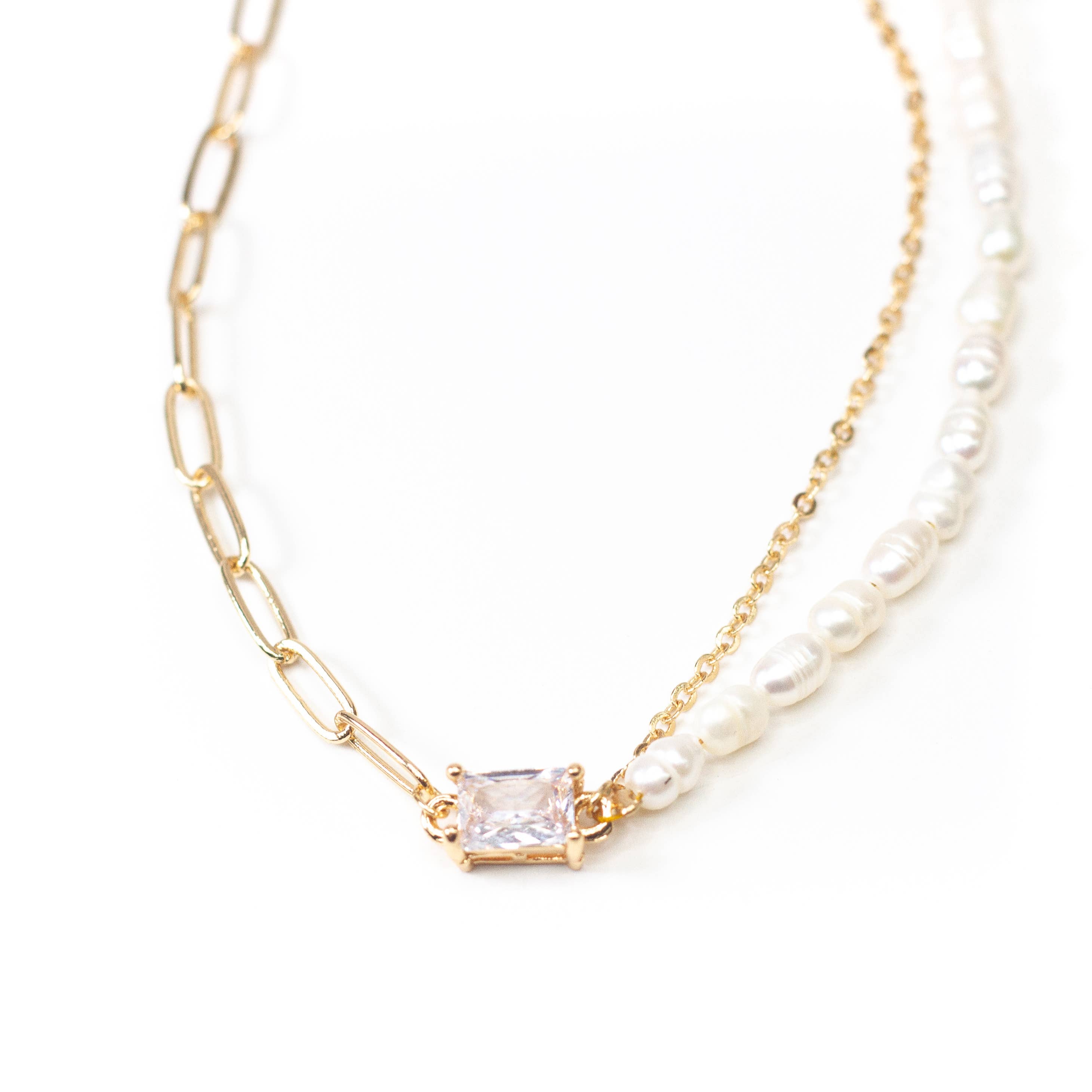 Fresh water Pearl Chain Link  Necklace