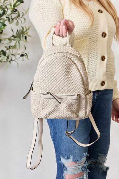 Lucy Leather Woven Backpack