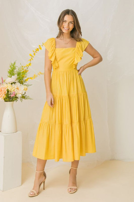 The Yolanda Yellow Midi Dress